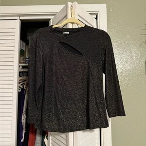 Sparkly black long sleeve with key hole
